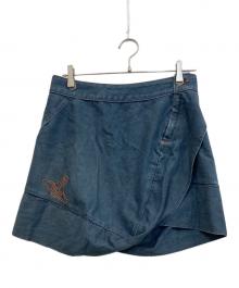 Vivienne Westwood RED LABEL（ヴィヴィアンウエストウッドレッドレーベル）の古着「変形オーブ刺繍デニムスカート」｜インディゴ