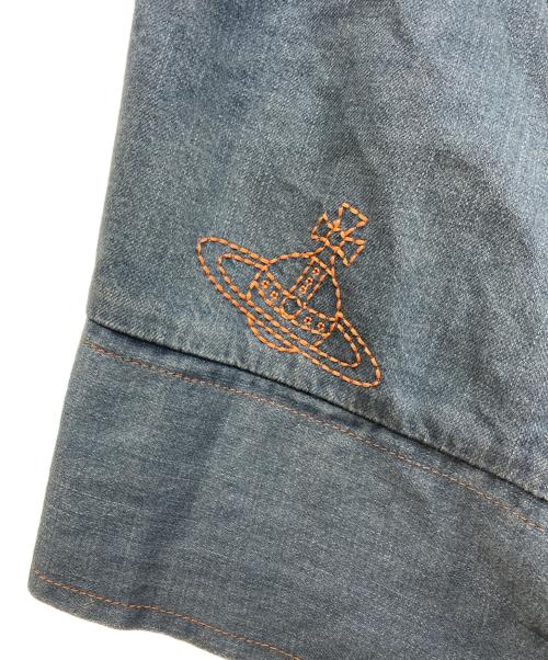 Vivienne Westwood RED LABEL（ヴィヴィアンウエストウッドレッドレーベル）Vivienne Westwood RED LABEL (ヴィヴィアンウエストウッドレッドレーベル) 変形オーブ刺繍デニムスカート インディゴ サイズ:3の古着・服飾アイテム