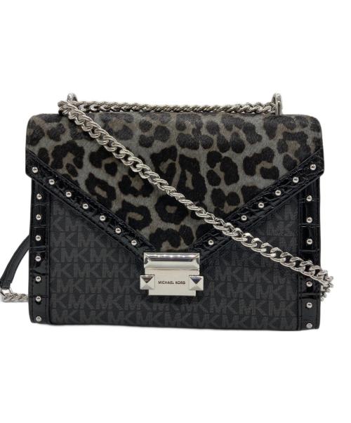 MICHAEL KORS（マイケルコース）MICHAEL KORS (マイケルコース) WHITNEY フラップ チェーン ショルダー ミディアム ブラックの古着・服飾アイテム