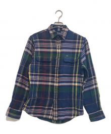 POLO RALPH LAUREN（ポロ・ラルフローレン）の古着「クラシックチェックブラッシュフランネルワークシャツ」｜ネイビー