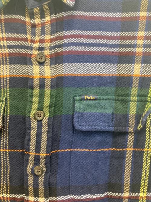 POLO RALPH LAUREN（ポロ・ラルフローレン）POLO RALPH LAUREN (ポロ・ラルフローレン) クラシックチェックブラッシュフランネルワークシャツ ネイビー サイズ:XSの古着・服飾アイテム