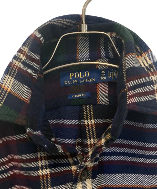 POLO RALPH LAUREN（ポロ・ラルフローレン）POLO RALPH LAUREN (ポロ・ラルフローレン) クラシックチェックブラッシュフランネルワークシャツ ネイビー サイズ:XSの古着・服飾アイテム