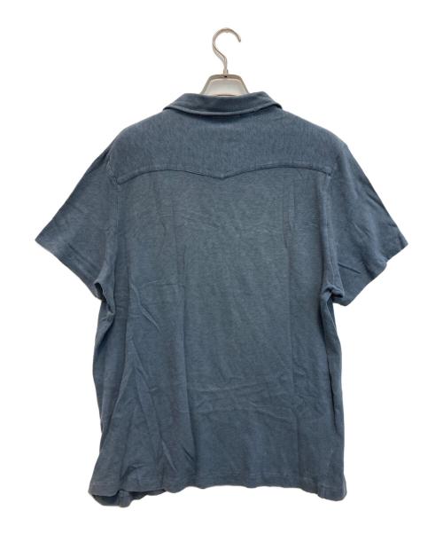 RRL（ダブルアールエル）RRL (ダブルアールエル) ターコイズスナップボタン ロゴポロシャツ ブルー サイズ:XXLの古着・服飾アイテム