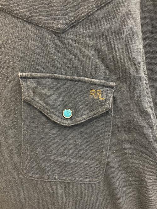 RRL（ダブルアールエル）RRL (ダブルアールエル) ターコイズスナップボタン ロゴポロシャツ ブルー サイズ:XXLの古着・服飾アイテム