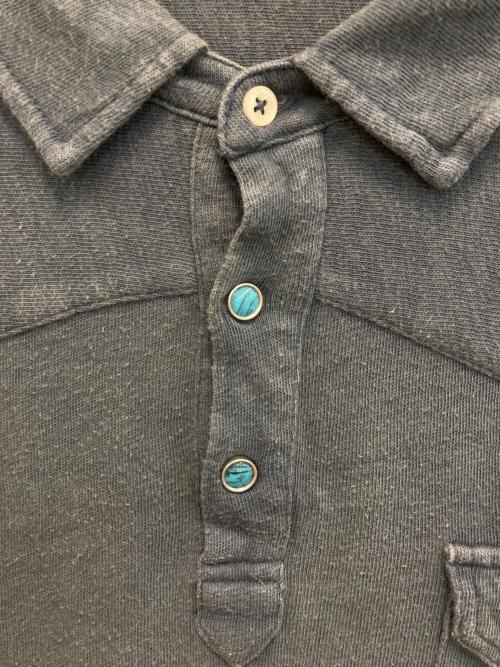 RRL（ダブルアールエル）RRL (ダブルアールエル) ターコイズスナップボタン ロゴポロシャツ ブルー サイズ:XXLの古着・服飾アイテム