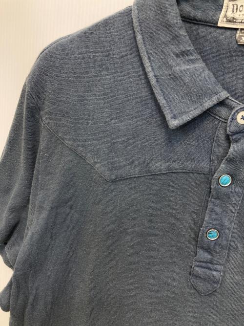 RRL（ダブルアールエル）RRL (ダブルアールエル) ターコイズスナップボタン ロゴポロシャツ ブルー サイズ:XXLの古着・服飾アイテム