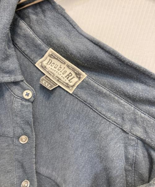 RRL（ダブルアールエル）RRL (ダブルアールエル) ターコイズスナップボタン ロゴポロシャツ ブルー サイズ:XXLの古着・服飾アイテム