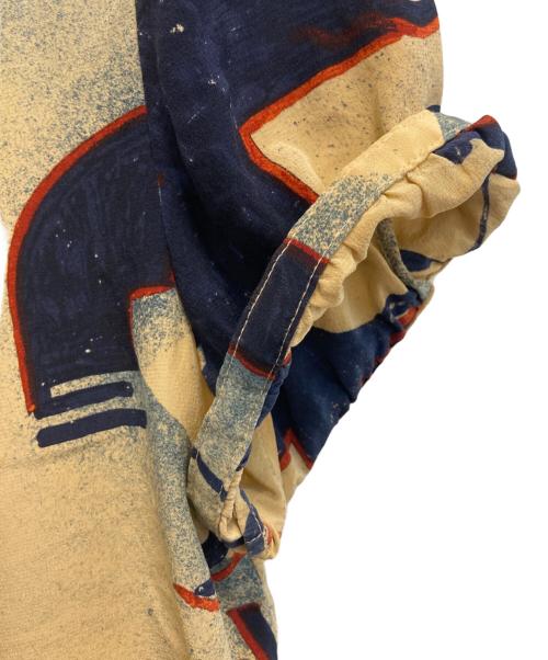 RALPH LAUREN（ラルフローレン）RALPH LAUREN (ラルフローレン) 幾何学ボウタイシルクブラウス ネイビー×ベージュ サイズ:6の古着・服飾アイテム