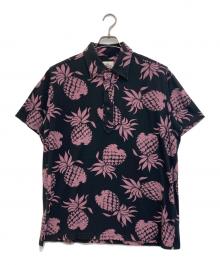 Duke Kahanamoku（デュークカハナモク）の古着「【パイナップル柄】アロハ ポロシャツ」｜ブラック