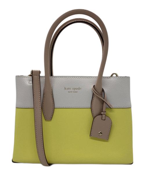 Kate Spade（ケイトスペード）Kate Spade (ケイトスペード) バイカラー2WAYミニサッチェルバッグ ホワイト×イエローの古着・服飾アイテム