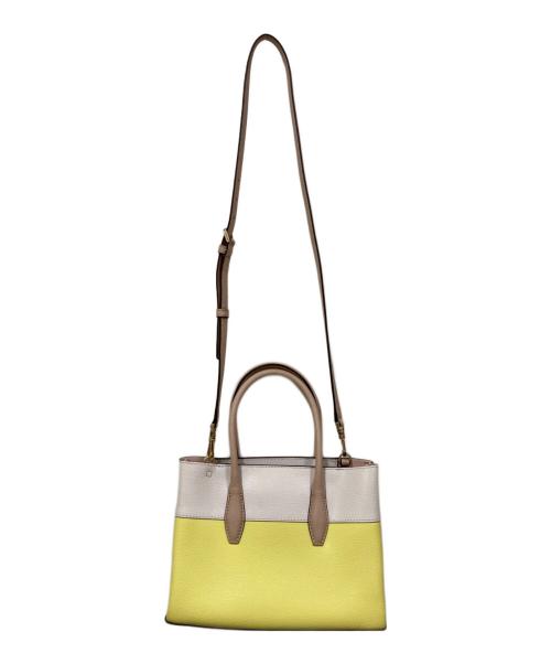 Kate Spade（ケイトスペード）Kate Spade (ケイトスペード) バイカラー2WAYミニサッチェルバッグ ホワイト×イエローの古着・服飾アイテム