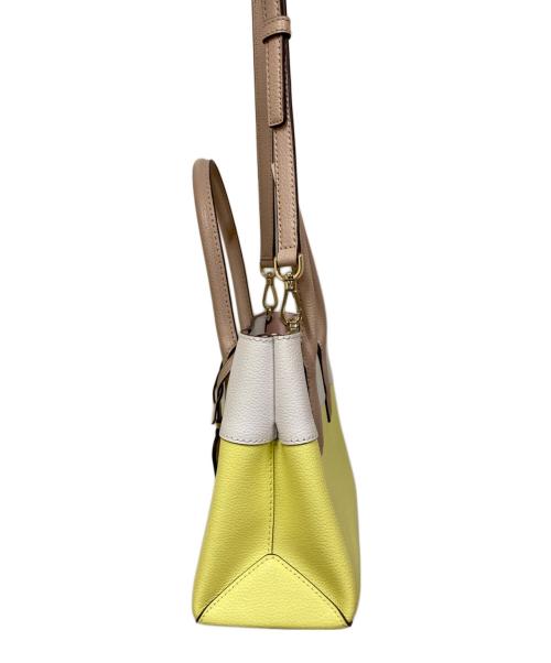 Kate Spade（ケイトスペード）Kate Spade (ケイトスペード) バイカラー2WAYミニサッチェルバッグ ホワイト×イエローの古着・服飾アイテム