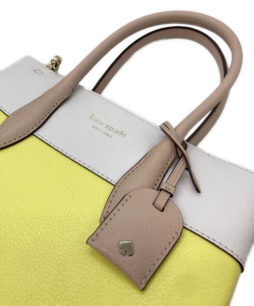 Kate Spade（ケイトスペード）Kate Spade (ケイトスペード) バイカラー2WAYミニサッチェルバッグ ホワイト×イエローの古着・服飾アイテム