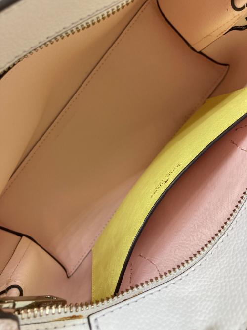 Kate Spade（ケイトスペード）Kate Spade (ケイトスペード) バイカラー2WAYミニサッチェルバッグ ホワイト×イエローの古着・服飾アイテム