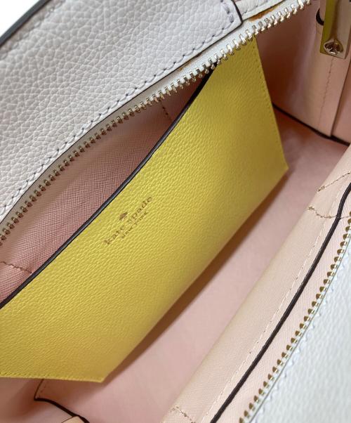 Kate Spade（ケイトスペード）Kate Spade (ケイトスペード) バイカラー2WAYミニサッチェルバッグ ホワイト×イエローの古着・服飾アイテム