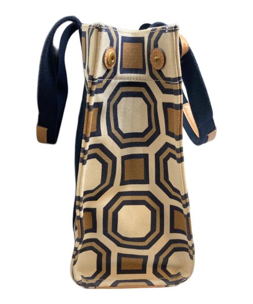 TORY BURCH（トリーバーチ）TORY BURCH (トリーバーチ) オクタゴン キャンバストートバッグ ホワイト×ネイビーの古着・服飾アイテム