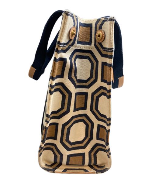 TORY BURCH（トリーバーチ）TORY BURCH (トリーバーチ) オクタゴン キャンバストートバッグ ホワイト×ネイビーの古着・服飾アイテム