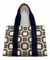TORY BURCH (トリーバーチ) オクタゴン キャンバストートバッグ ホワイト×ネイビー：9000円