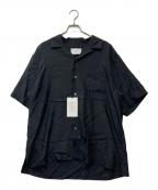 sssteinシュタイン）の古着「Cupro Twill Oversized Open Collar S/S Shirt」｜ブラック