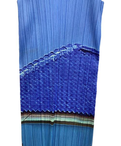 PLEATS PLEASE（プリーツプリーズ）PLEATS PLEASE (プリーツプリーズ) 丸首ノースリーブ プリーツワンピース ブルー サイズ:記載なしの古着・服飾アイテム