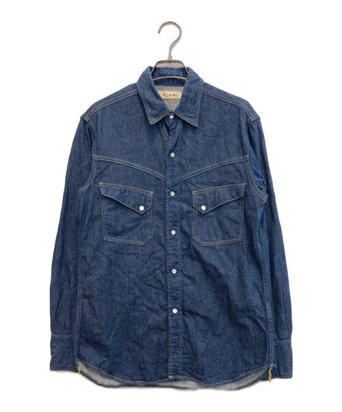 YCHAI（イカイ）YCHAI (イカイ) WESTERN/ウェスタン コットンリネンダンガリーソリッドウエスタンシャツ インディゴ サイズ:Sの古着・服飾アイテム
