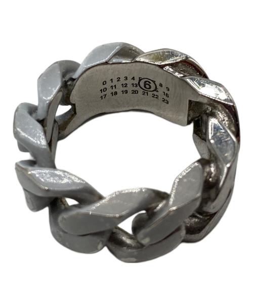 MM6 Maison Margiela（エムエムシックスメゾンマルジェラ）MM6 Maison Margiela (エムエムシックスメゾンマルジェラ) ハーフペイント チェーンリンクリング シルバー×ホワイト サイズ:12号の古着・服飾アイテム