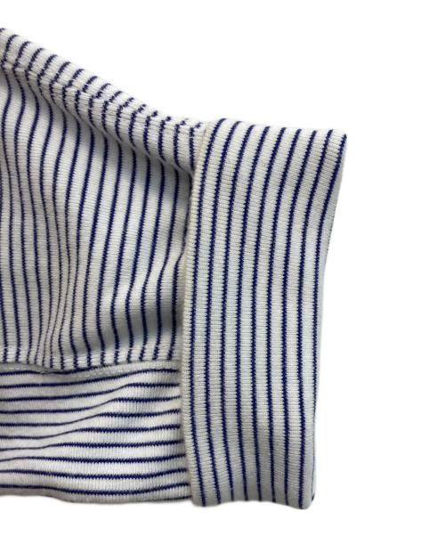 TWEO（トゥー）TWEO (トゥー) ペイント変形ボーダーカットソー イエロー×ブルー サイズ:Mの古着・服飾アイテム