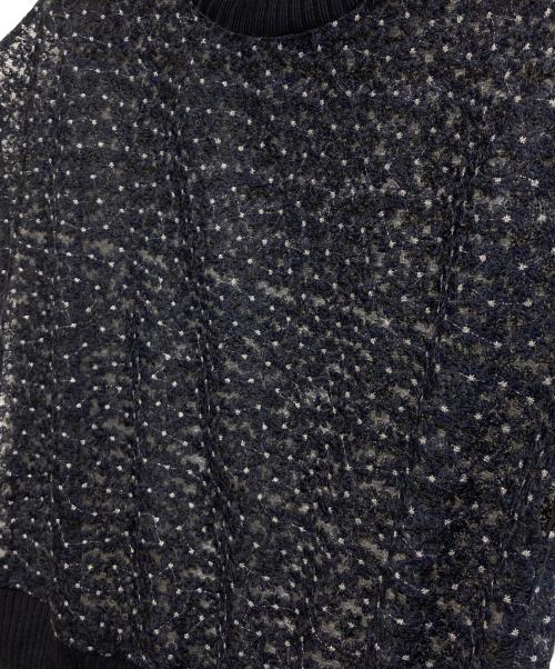 BALLSEY（ボールジィ）BALLSEY (ボールジィ) チュールエンブロイダリー レースフレンチスリーブプルオーバー ネイビー サイズ:36の古着・服飾アイテム