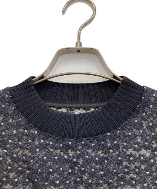 BALLSEY（ボールジィ）BALLSEY (ボールジィ) チュールエンブロイダリー レースフレンチスリーブプルオーバー ネイビー サイズ:36の古着・服飾アイテム