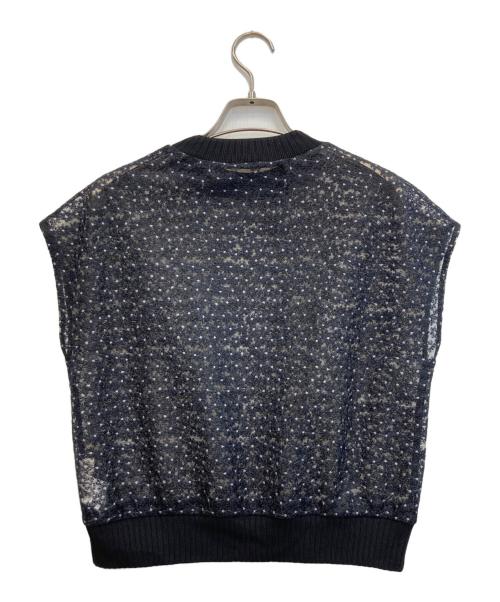 BALLSEY（ボールジィ）BALLSEY (ボールジィ) チュールエンブロイダリー レースフレンチスリーブプルオーバー ネイビー サイズ:36の古着・服飾アイテム