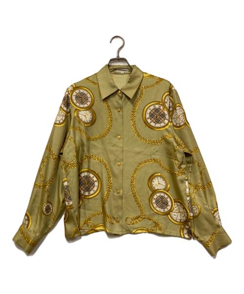 Burberry's（バーバリーズ）Burberry's (バーバリーズ) 時計・チェーン柄シャツ グリーン サイズ:9の古着・服飾アイテム