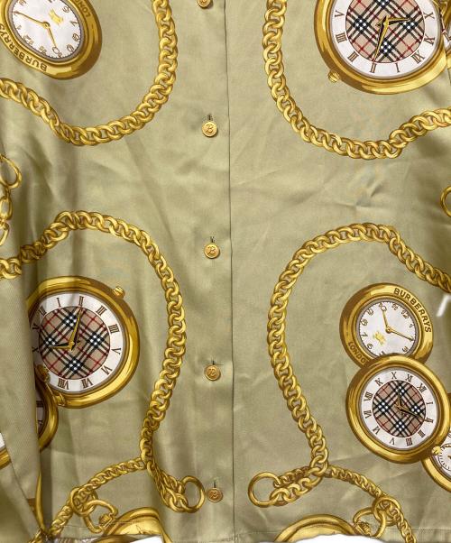 Burberry's（バーバリーズ）Burberry's (バーバリーズ) 時計・チェーン柄シャツ グリーン サイズ:9の古着・服飾アイテム