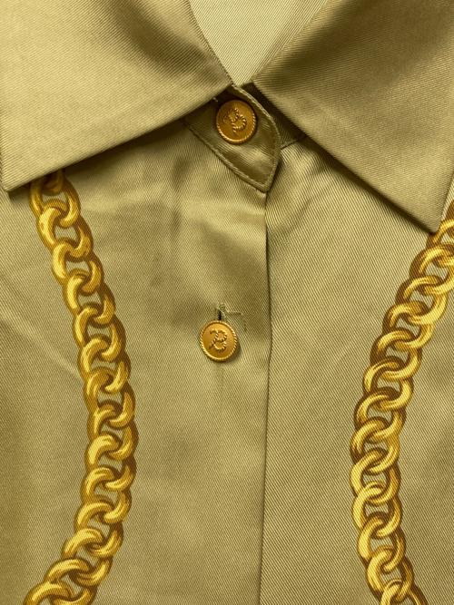 Burberry's（バーバリーズ）Burberry's (バーバリーズ) 時計・チェーン柄シャツ グリーン サイズ:9の古着・服飾アイテム