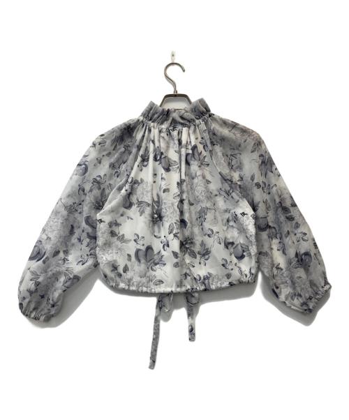 Snidel（スナイデル）Snidel (スナイデル) NYBG (-) 26ssNYBG 2wayギャザーブラウス グレー×ホワイト サイズ:FREEの古着・服飾アイテム