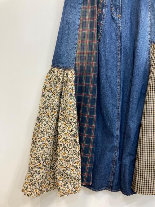 freada（フリーダ）Freada (フリーダ) サイドフロント デニム 切り替え フレアスカート インディゴ サイズ:mの古着・服飾アイテム