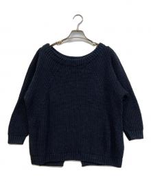 MUSE de Deuxieme Classe（ミューズ ドゥーズィエム クラス）の古着「Lily Linen アゼ プルオーバー/シルク・リネンニット」｜ネイビー