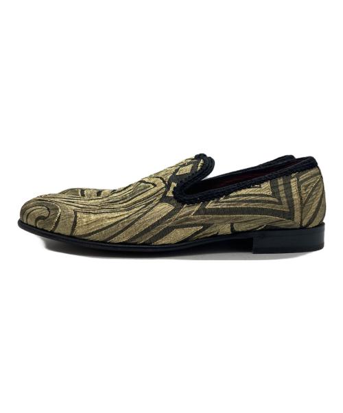 DOLCE & GABBANA（ドルチェ＆ガッバーナ）DOLCE & GABBANA (ドルチェ＆ガッバーナ) 総柄スリッポン ゴールド サイズ:8.5の古着・服飾アイテム