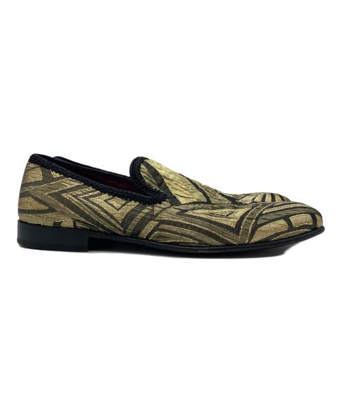 DOLCE & GABBANA（ドルチェ＆ガッバーナ）DOLCE & GABBANA (ドルチェ＆ガッバーナ) 総柄スリッポン ゴールド サイズ:8.5の古着・服飾アイテム