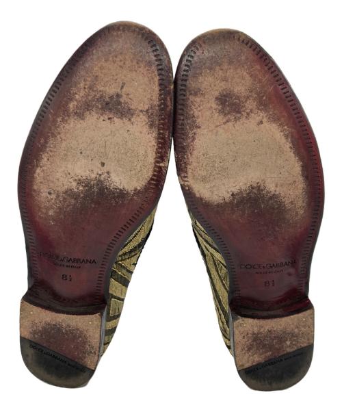 DOLCE & GABBANA（ドルチェ＆ガッバーナ）DOLCE & GABBANA (ドルチェ＆ガッバーナ) 総柄スリッポン ゴールド サイズ:8.5の古着・服飾アイテム