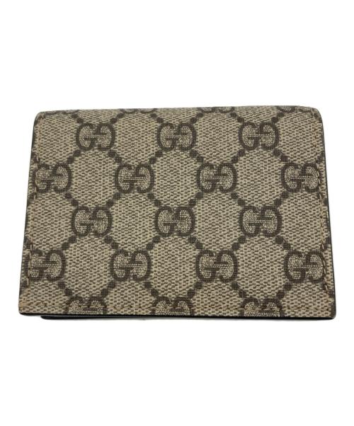 GUCCI（グッチ）GUCCI (グッチ) GGスプリーム ダブルG カードケースウォレット ベージュ×ブラックの古着・服飾アイテム