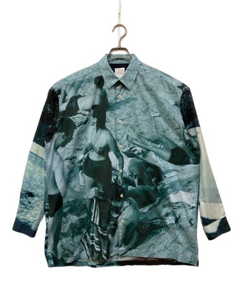 PAUL SMITH（ポールスミス）Paul Smith (ポールスミス) フォトグラフィックプリントシャツ ブルー サイズ:Mの古着・服飾アイテム