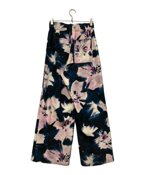 DRIES VAN NOTEN（ドリスヴァンノッテン）DRIES VAN NOTEN (ドリスヴァンノッテン) フローラルタックワイドパンツ ネイビー×ホワイト サイズ:XSの古着・服飾アイテム