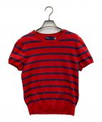 POLO RALPH LAURENポロ・ラルフローレン）の古着「ストライプ ショートスリーブ セーター」｜レッド×ネイビー