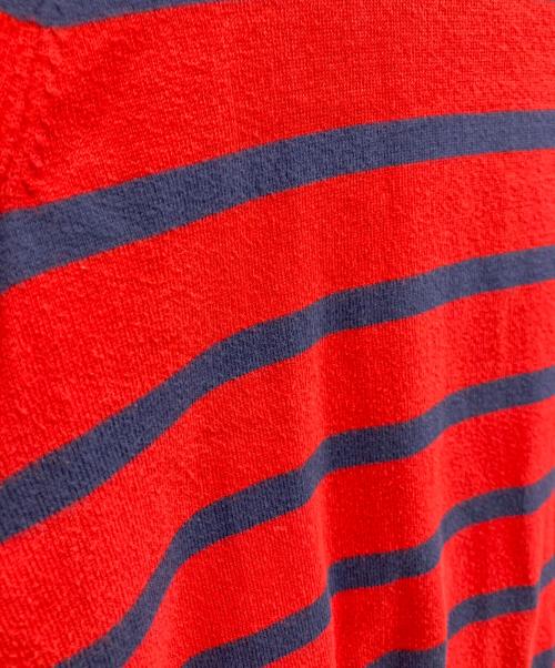 POLO RALPH LAUREN（ポロ・ラルフローレン）POLO RALPH LAUREN (ポロ・ラルフローレン) ストライプ ショートスリーブ セーター レッド×ネイビー サイズ:Sの古着・服飾アイテム