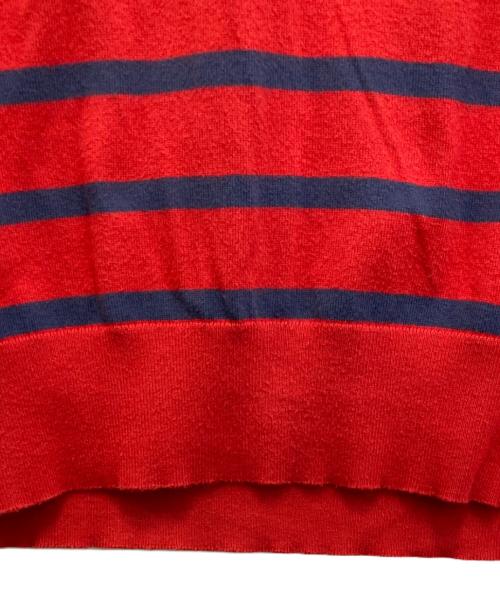 POLO RALPH LAUREN（ポロ・ラルフローレン）POLO RALPH LAUREN (ポロ・ラルフローレン) ストライプ ショートスリーブ セーター レッド×ネイビー サイズ:Sの古着・服飾アイテム