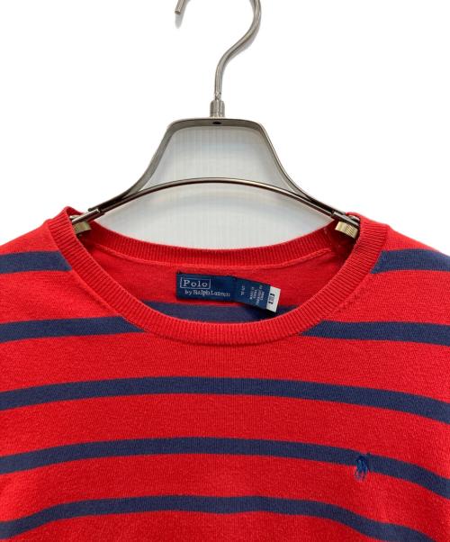 POLO RALPH LAUREN（ポロ・ラルフローレン）POLO RALPH LAUREN (ポロ・ラルフローレン) ストライプ ショートスリーブ セーター レッド×ネイビー サイズ:Sの古着・服飾アイテム