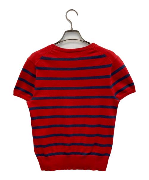 POLO RALPH LAUREN（ポロ・ラルフローレン）POLO RALPH LAUREN (ポロ・ラルフローレン) ストライプ ショートスリーブ セーター レッド×ネイビー サイズ:Sの古着・服飾アイテム