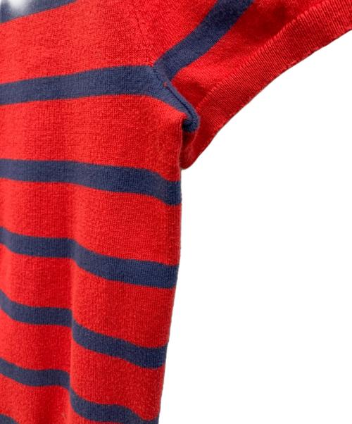 POLO RALPH LAUREN（ポロ・ラルフローレン）POLO RALPH LAUREN (ポロ・ラルフローレン) ストライプ ショートスリーブ セーター レッド×ネイビー サイズ:Sの古着・服飾アイテム