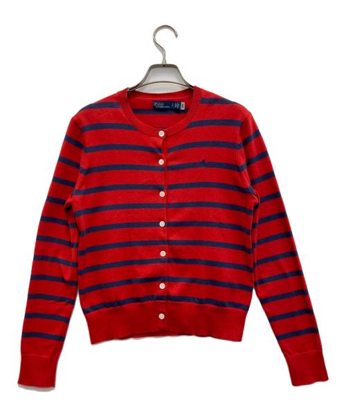 POLO RALPH LAUREN（ポロ・ラルフローレン）POLO RALPH LAUREN (ポロ・ラルフローレン) ストライプド コットンブレンドカーディガン レッド×ネイビー サイズ:Sの古着・服飾アイテム
