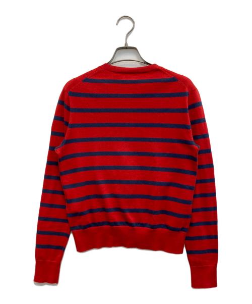 POLO RALPH LAUREN（ポロ・ラルフローレン）POLO RALPH LAUREN (ポロ・ラルフローレン) ストライプド コットンブレンドカーディガン レッド×ネイビー サイズ:Sの古着・服飾アイテム